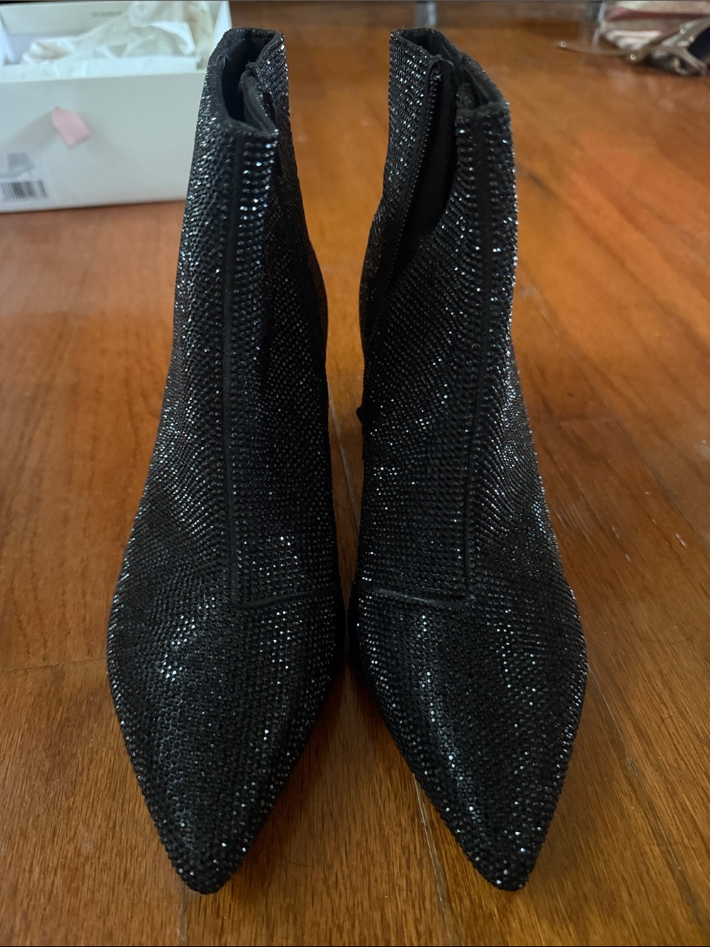 Alex Marie Black Sparkle Pointed Toe Booties